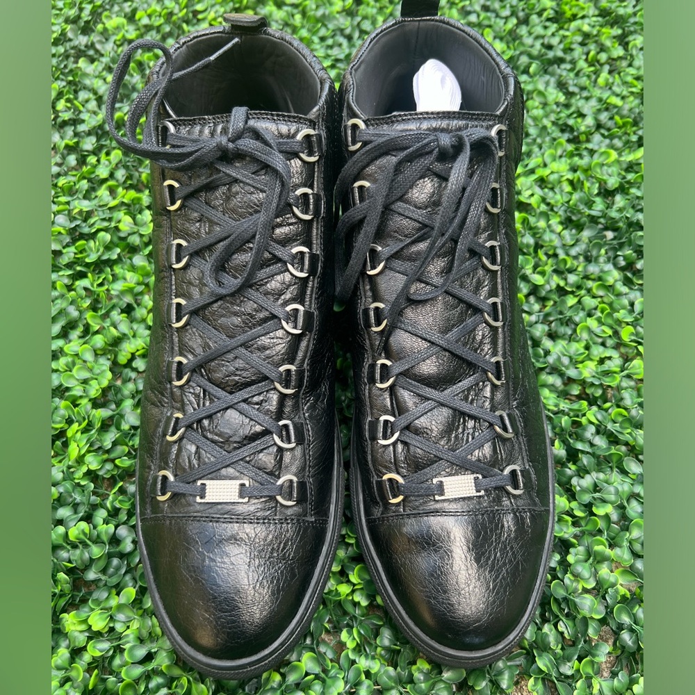Balenciaga Arena High Noir Black Leather Sneakers Men’s Size 48